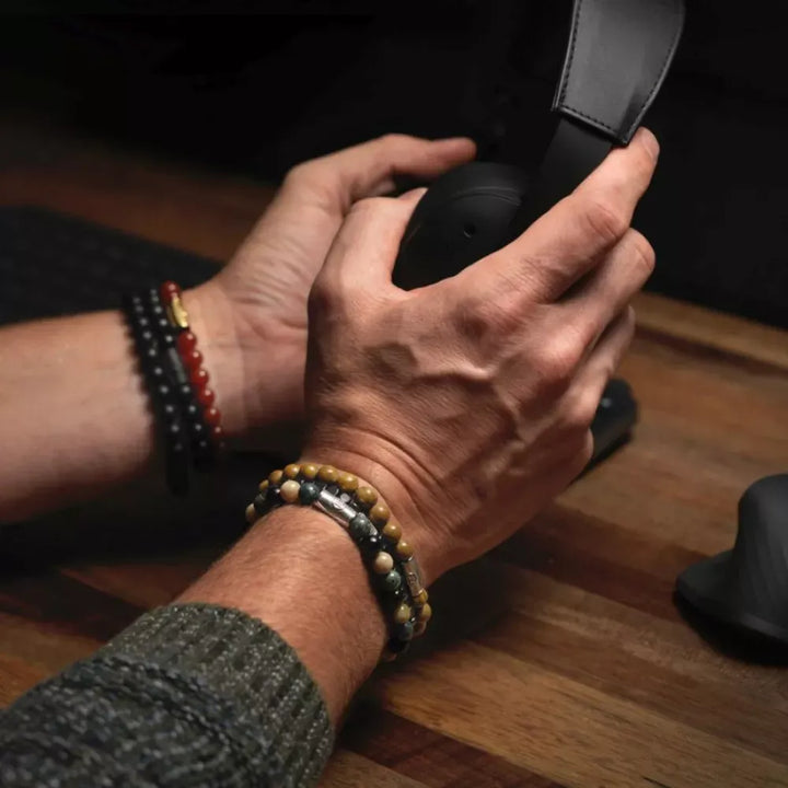 Red Agate Yellowgold - 8mm - Kralen Armband Heren