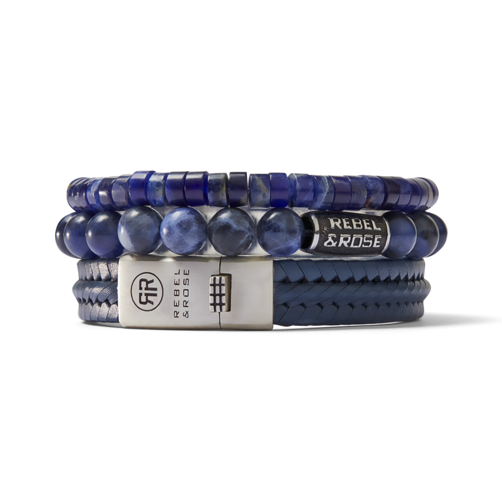 Twisted 925 Navy - Leren Heren Armband