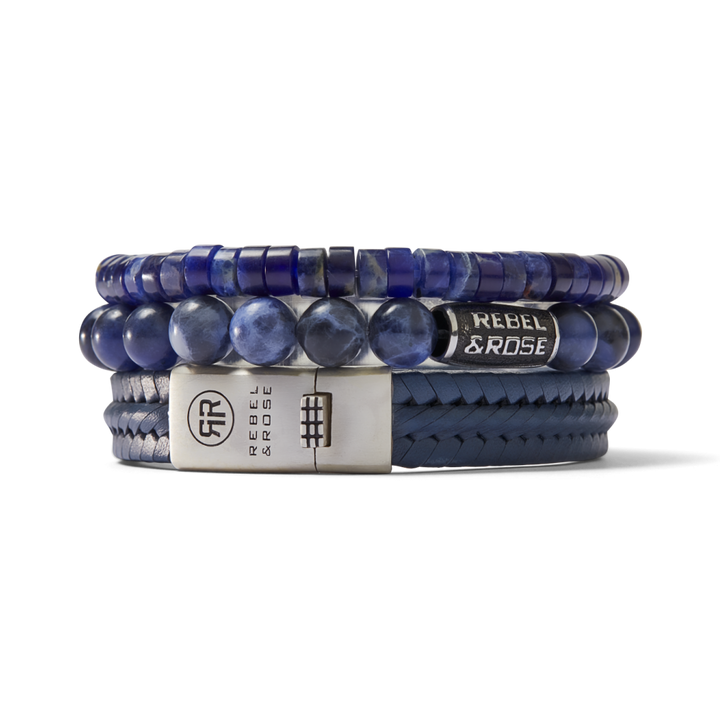 Twisted 925 Navy - Leren Heren Armband