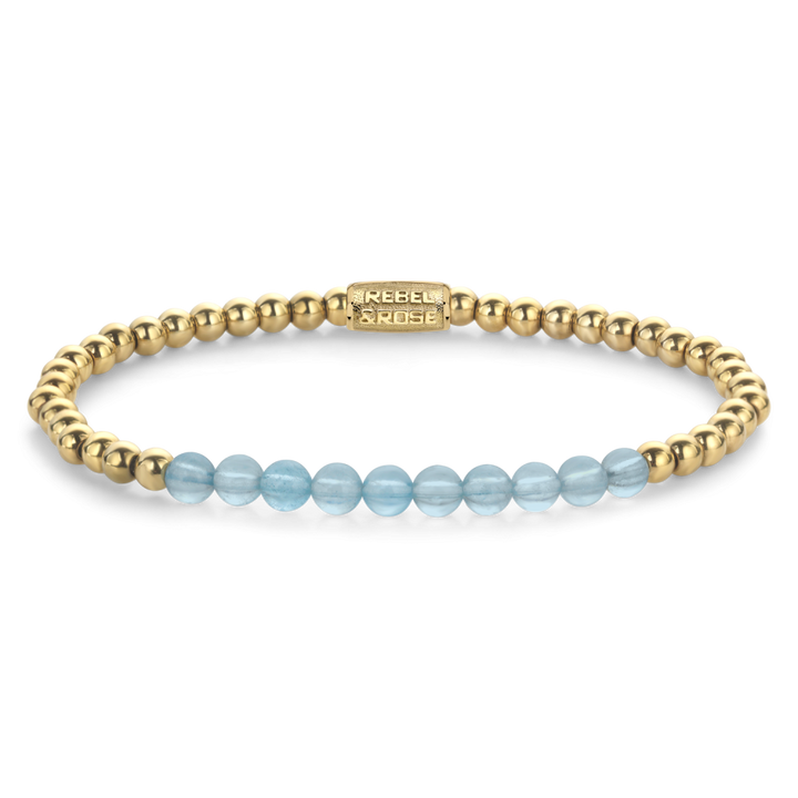 Blue Sky meets Yellow Gold - 4mm - Kralen Armband Dames