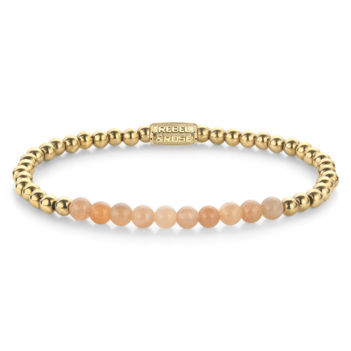 Sunstone meets Yellow Gold - 4mm - Kralen Armband Dames