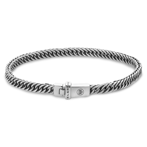 Zilveren herenarmband van 925 staal met een 4 mm brede schakelstructuur en een stevige sluiting.