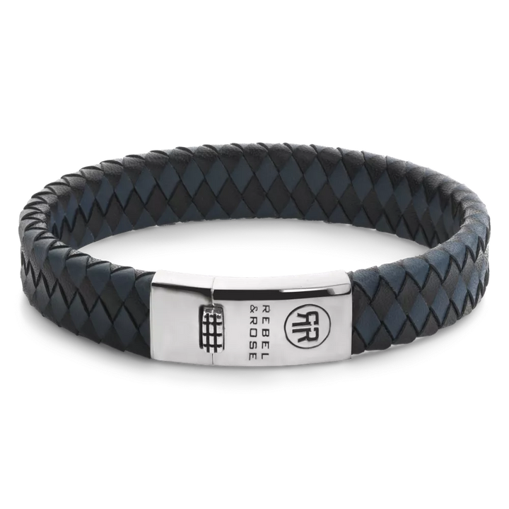 Braided Flat 925 Black&Blue - Heren armband
