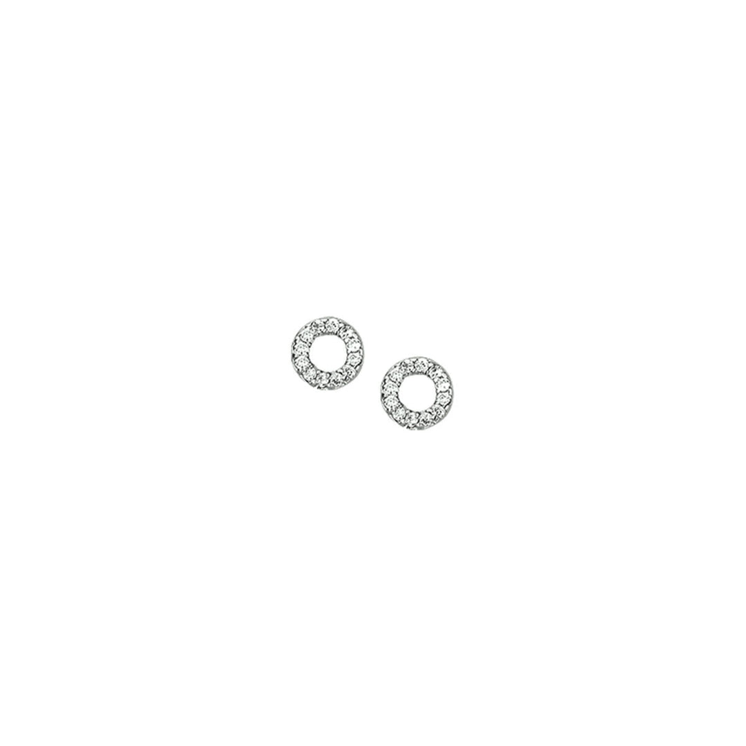 ear studs zirconia silver rhodium plated
