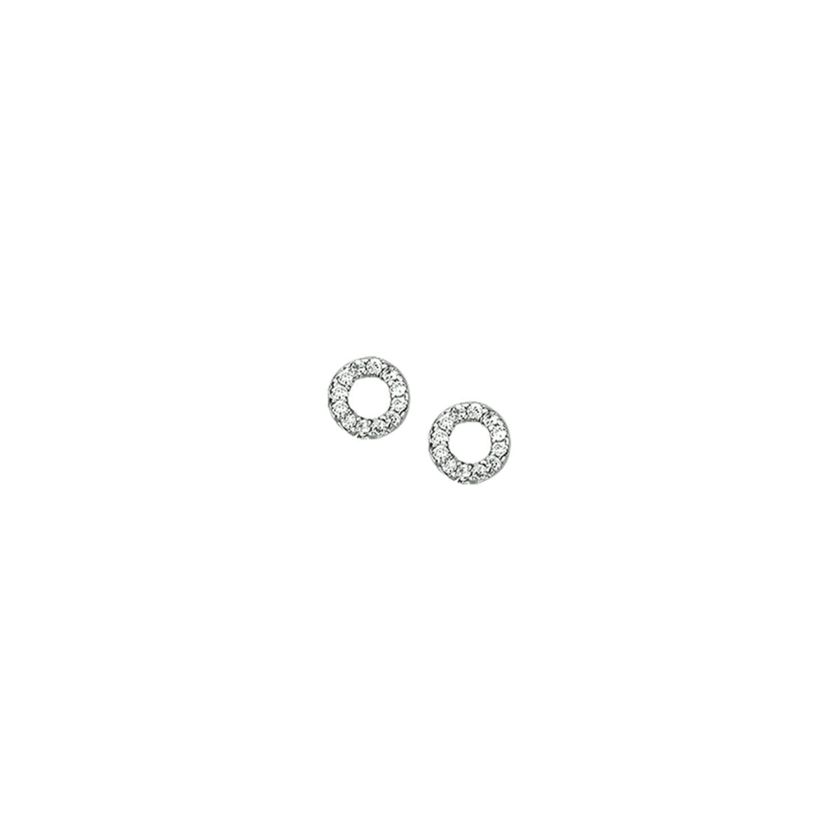 ear studs zirconia silver rhodium plated