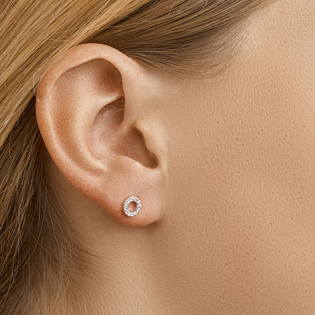 ear studs zirconia silver rhodium plated
