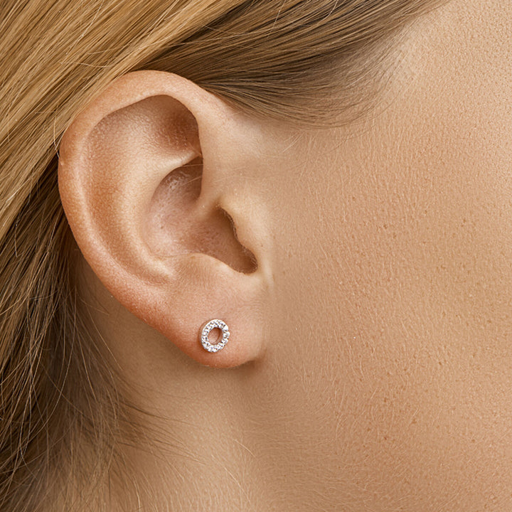 ear studs zirconia silver rhodium plated