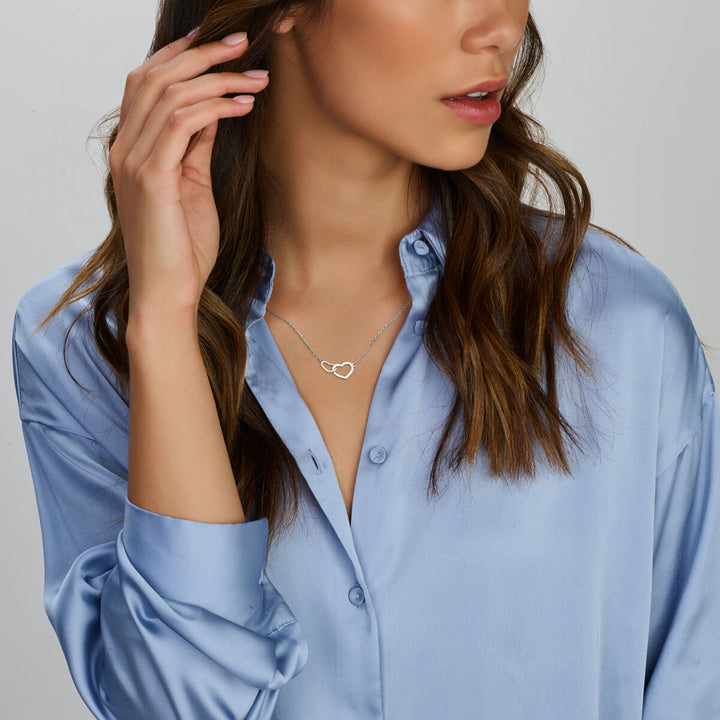 collier hartjes 40 + 4 cm zilver gerhodineerd