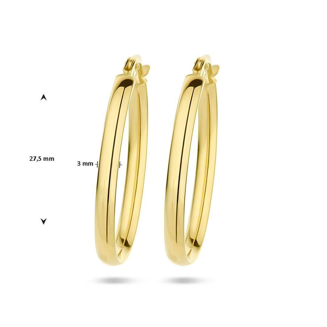 oorringen ovaal half ronde buis 14K geelgoud