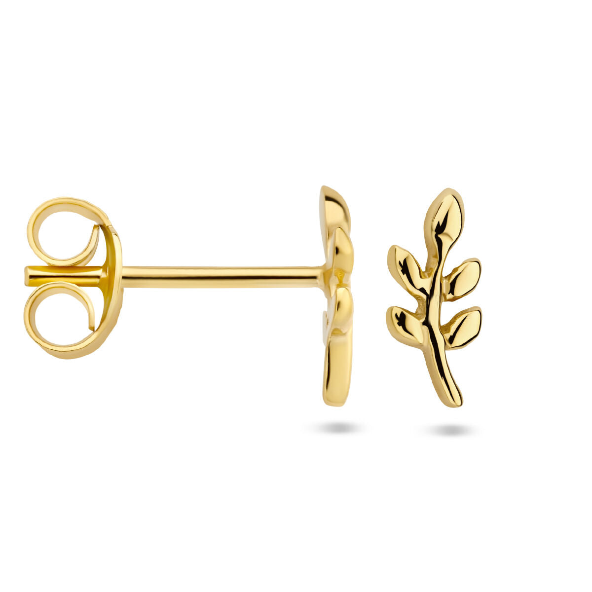ear studs leaf 1 micron silver gold plated (yellow)