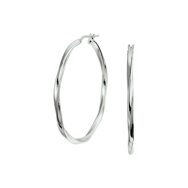 earrings twisted tube silver rhodium plated