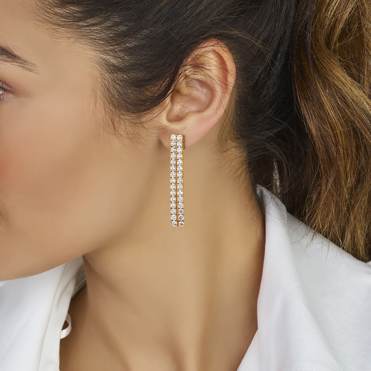 oorhangers zirkonia zilver verguld (geel)