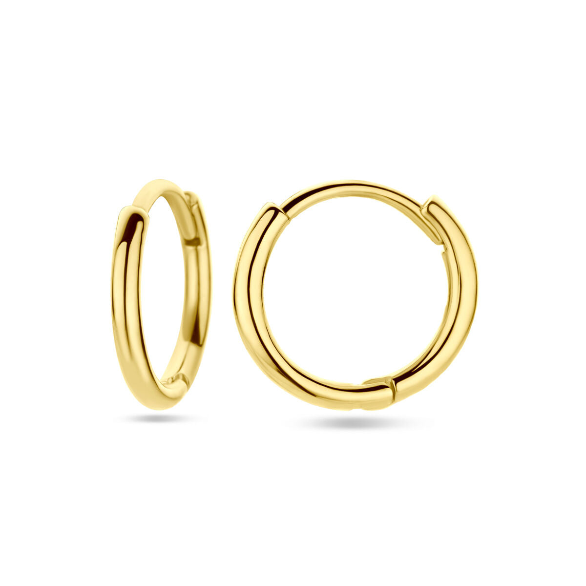 klapoorringen 1,5 mm ronde buis 14K geelgoud