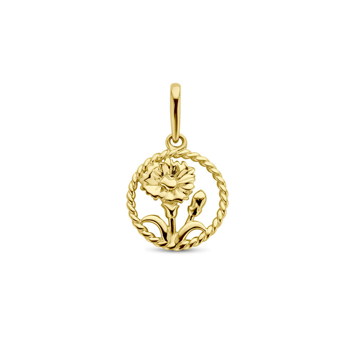 pendant with birth flower 14K yellow gold