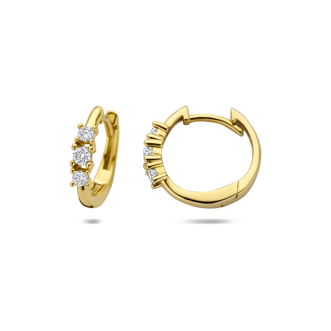 Gouden klapoorringen met lab grown diamant – 14k geelgoud