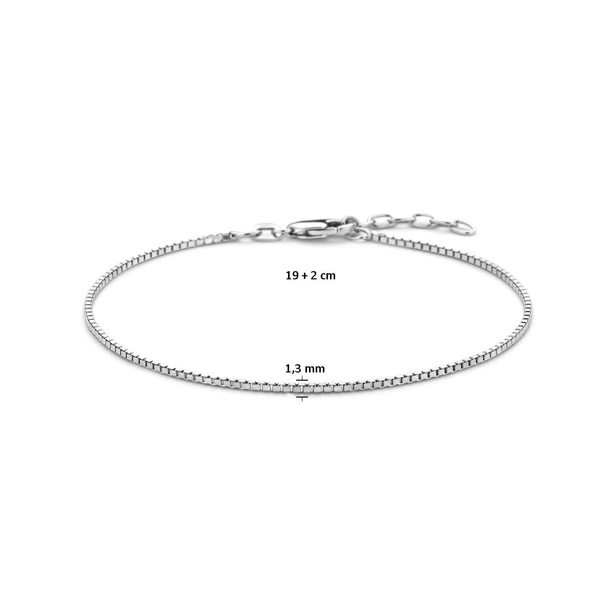 Silver bracelet men's Venetian 1.3 mm rhodium plated
