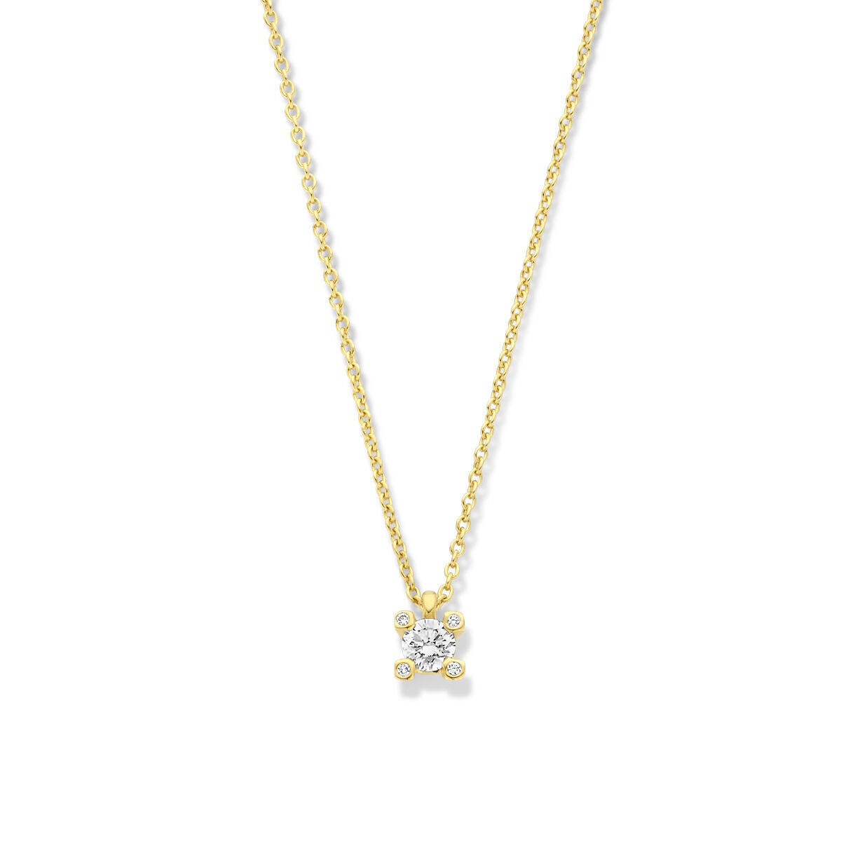 diamond necklace 42 cm 0.11ct h si 14K yellow gold