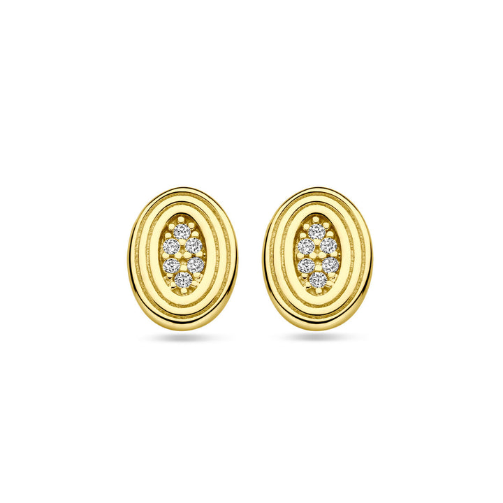 oorknoppen zirkonia 9 mm 14K geelgoud