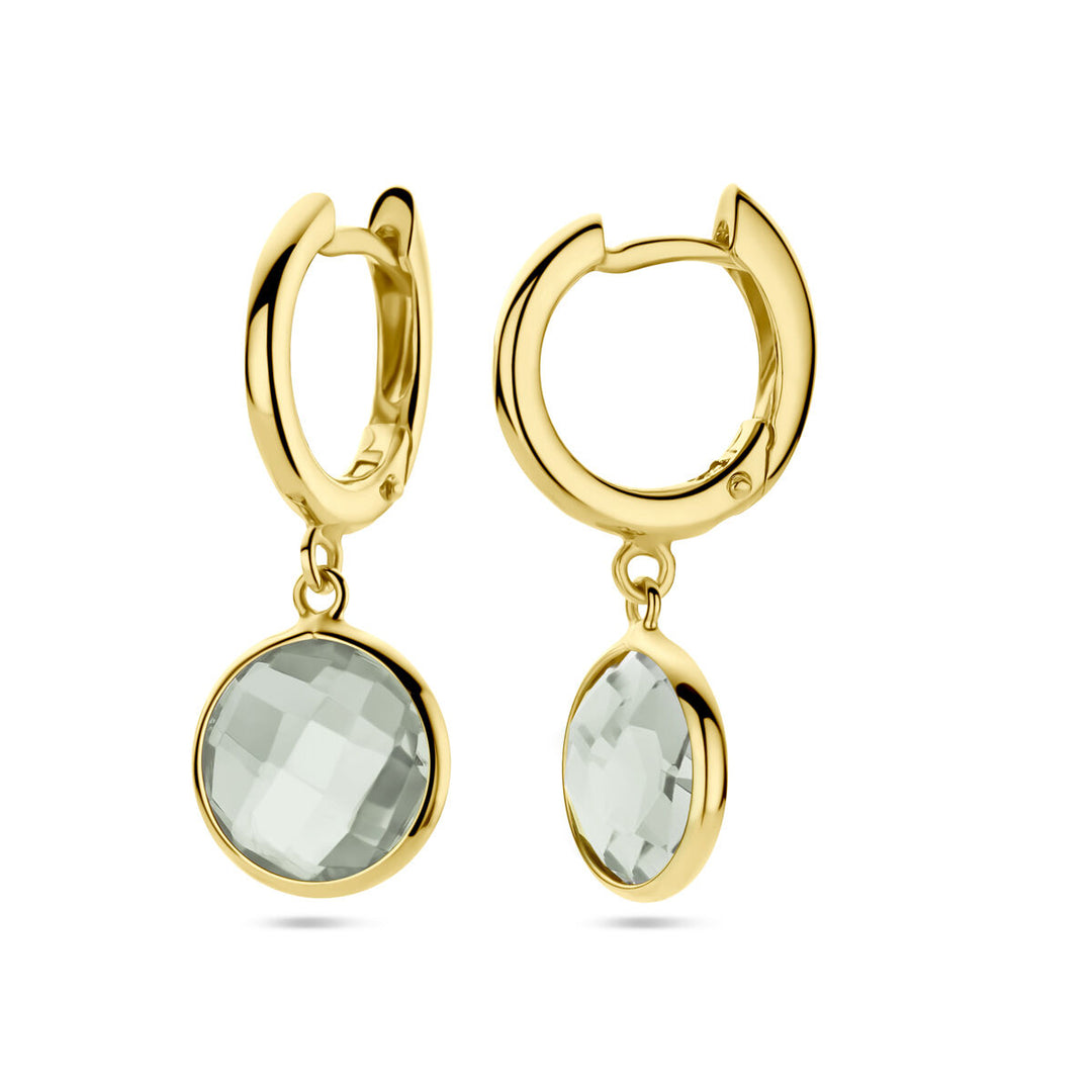 drop earrings green amethyst 14K yellow gold