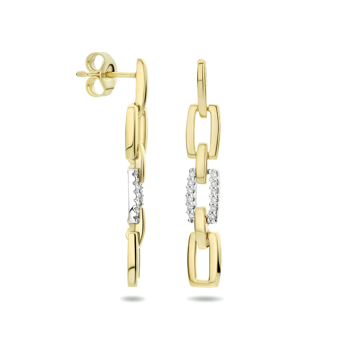 diamond earrings 0.10ct (2x0.05ct) h si 14K bicolor gold yellow/white