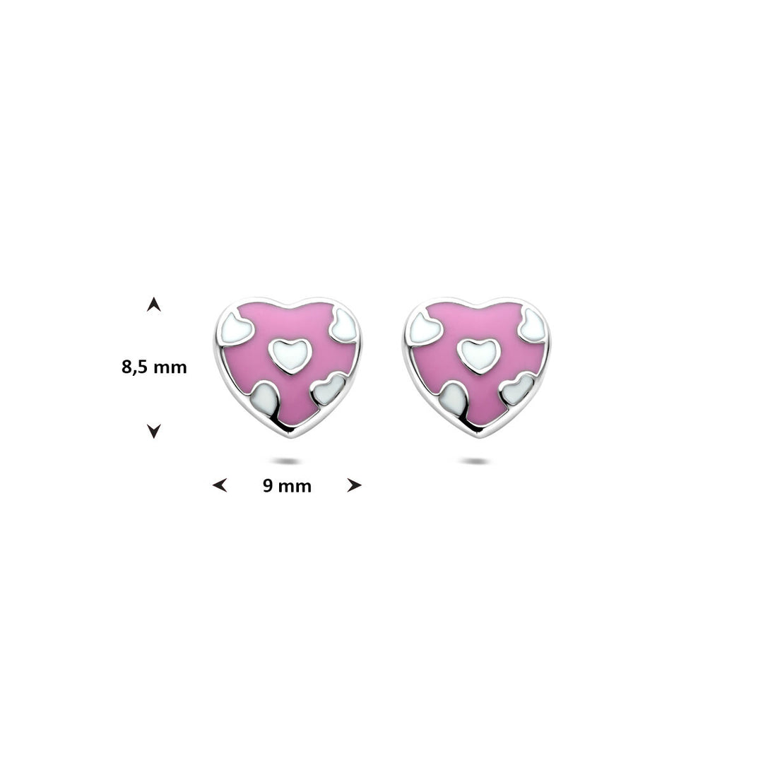 oorknoppen hartje 8,5 mm zilver gerhodineerd