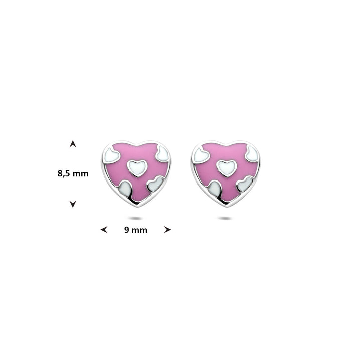 oorknoppen hartje 8,5 mm zilver gerhodineerd