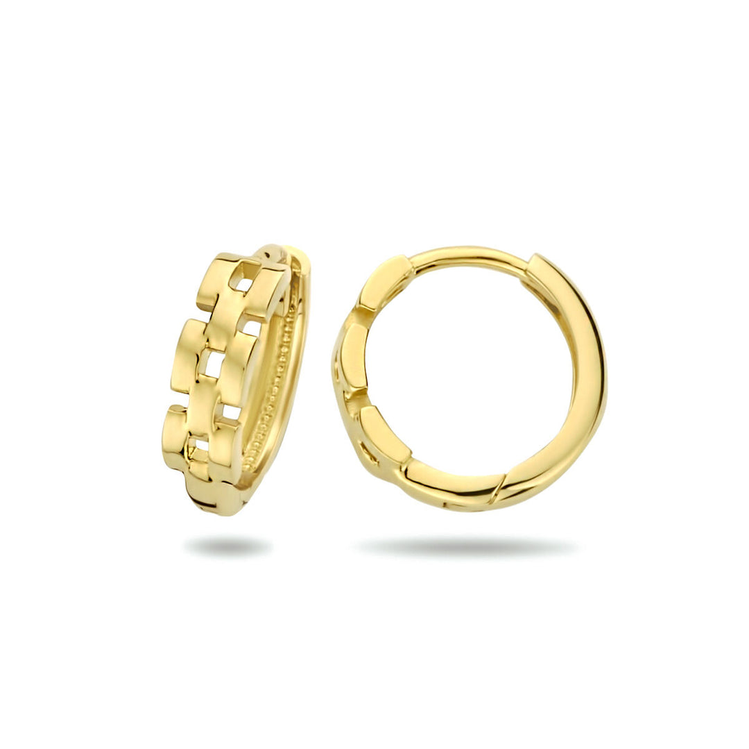 klapoorringen schakelmotief 14K geelgoud