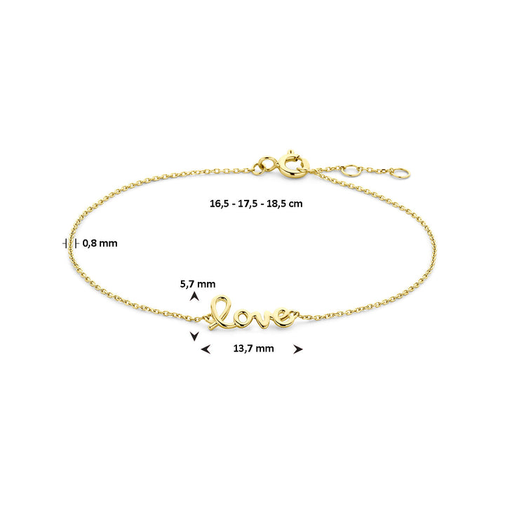 Armband Liebe 16,5 – 17,5 – 18,5 cm 14K Gelbgold