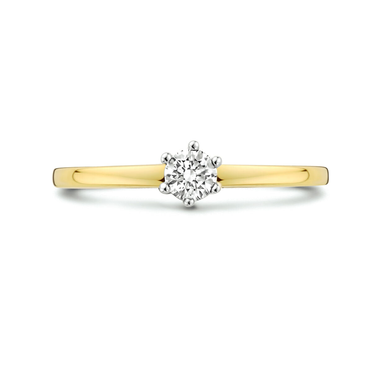ring diamant 0.20ct h si 14K bicolor goud geel/wit