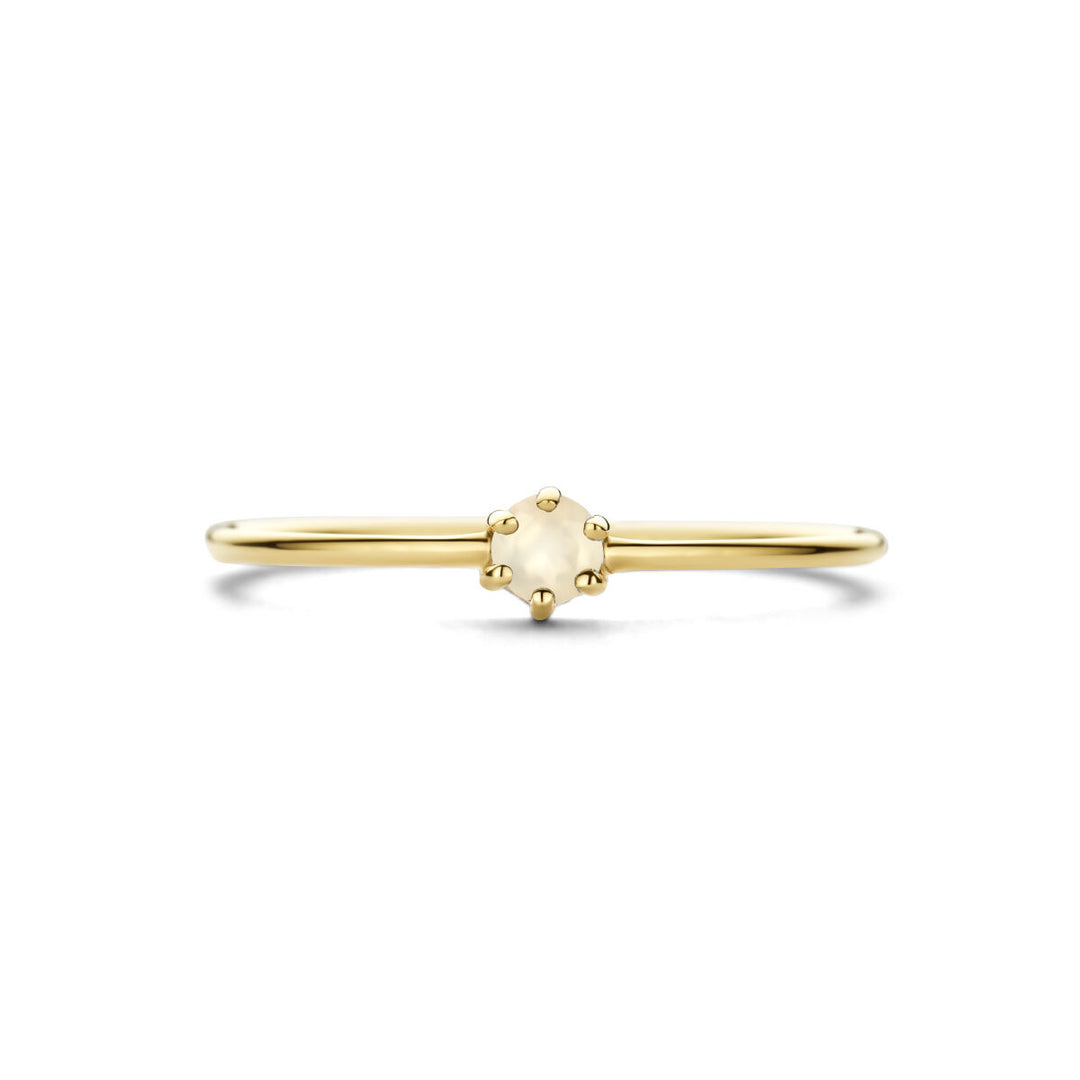 ring with birthstone moonstone June 14K yellow gold