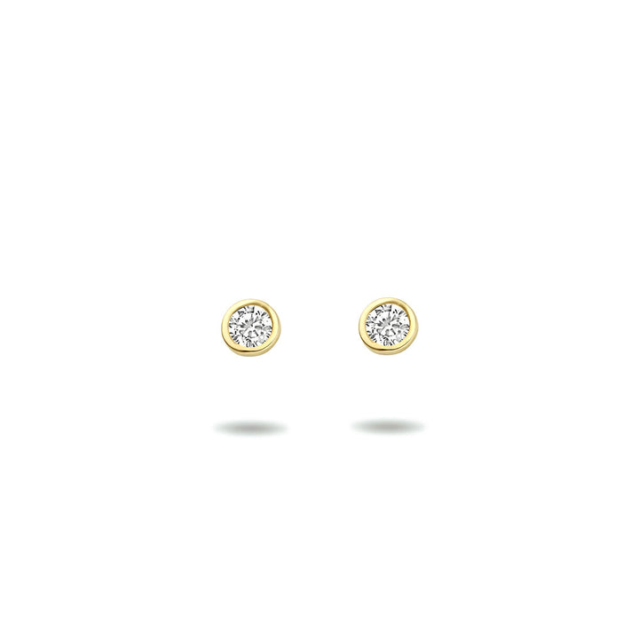 oorknoppen zirkonia 14K geelgoud