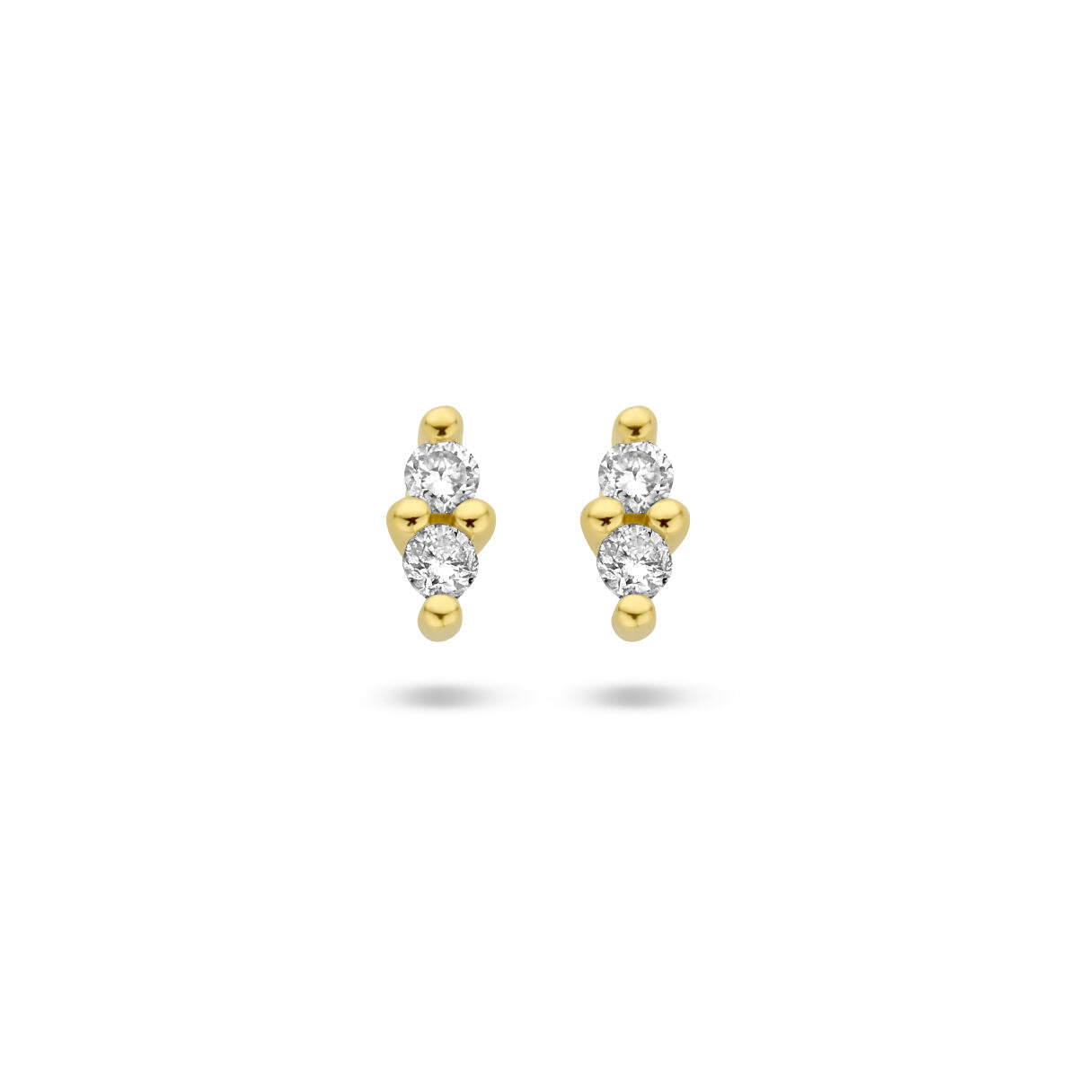 Een paar Van der Kooij Collectie oorknoppen diamant 0.04ct (2x 0.02ct) h p1 in 14K geelgoud-elegante dames sieraden voor elke gelegenheid, perfect bij elke outfit.