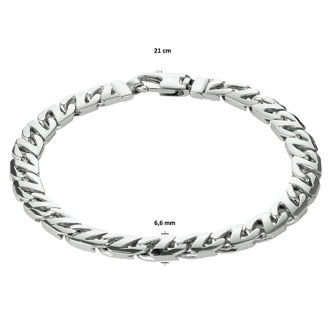 Silver bracelet men's gourmette 6.6 mm rhodium plated