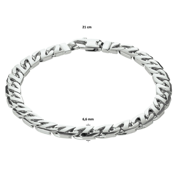 Silver bracelet men's gourmette 6.6 mm rhodium plated