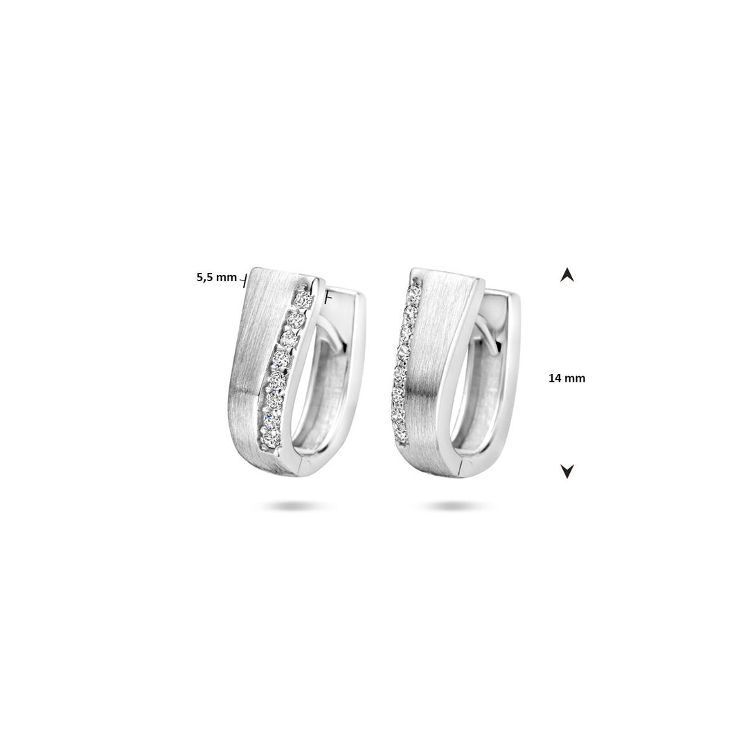 klapoorringen zirkonia 14 mm poli/mat zilver gerhodineerd