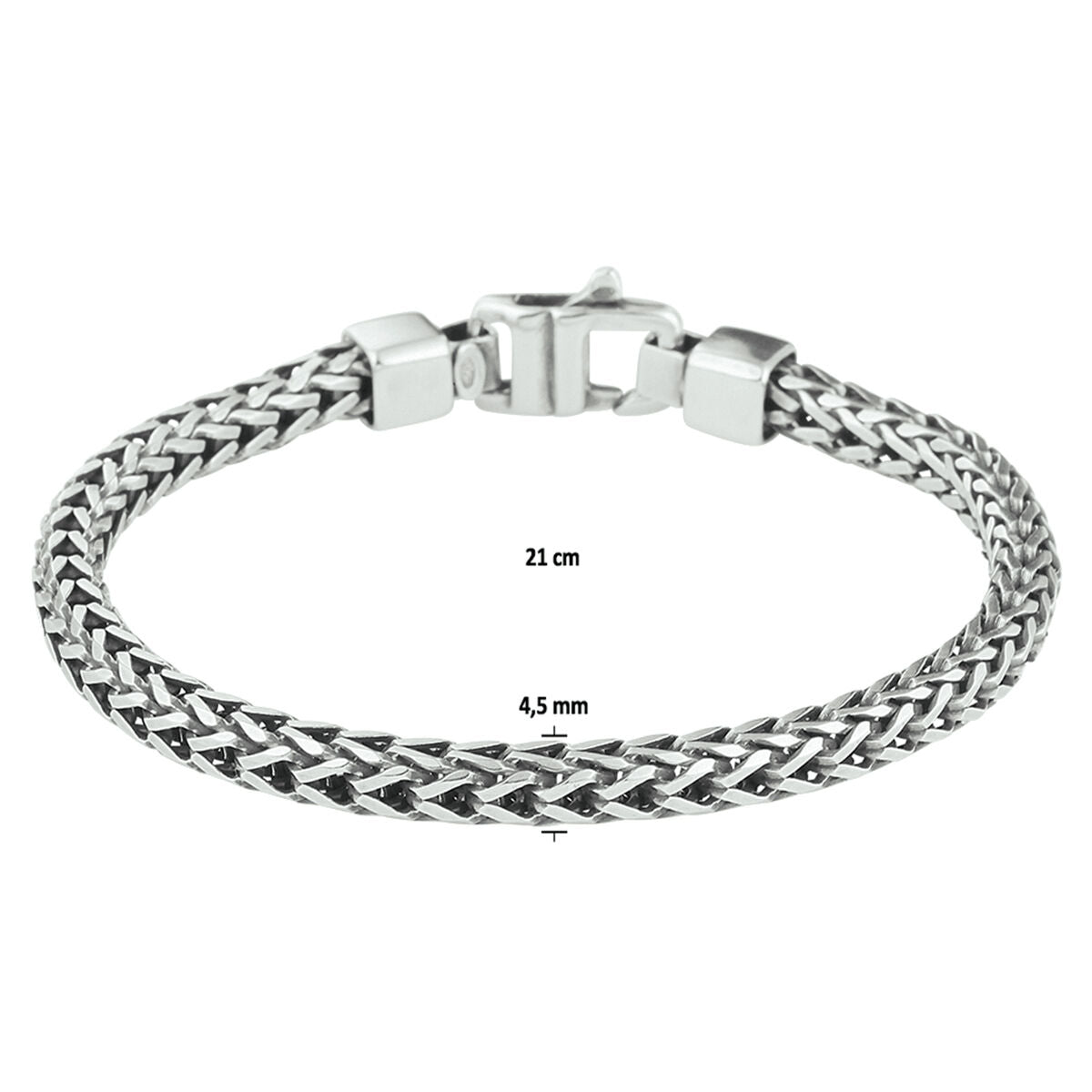 bracelet oxi foxtail 4.5 mm silver oxidized