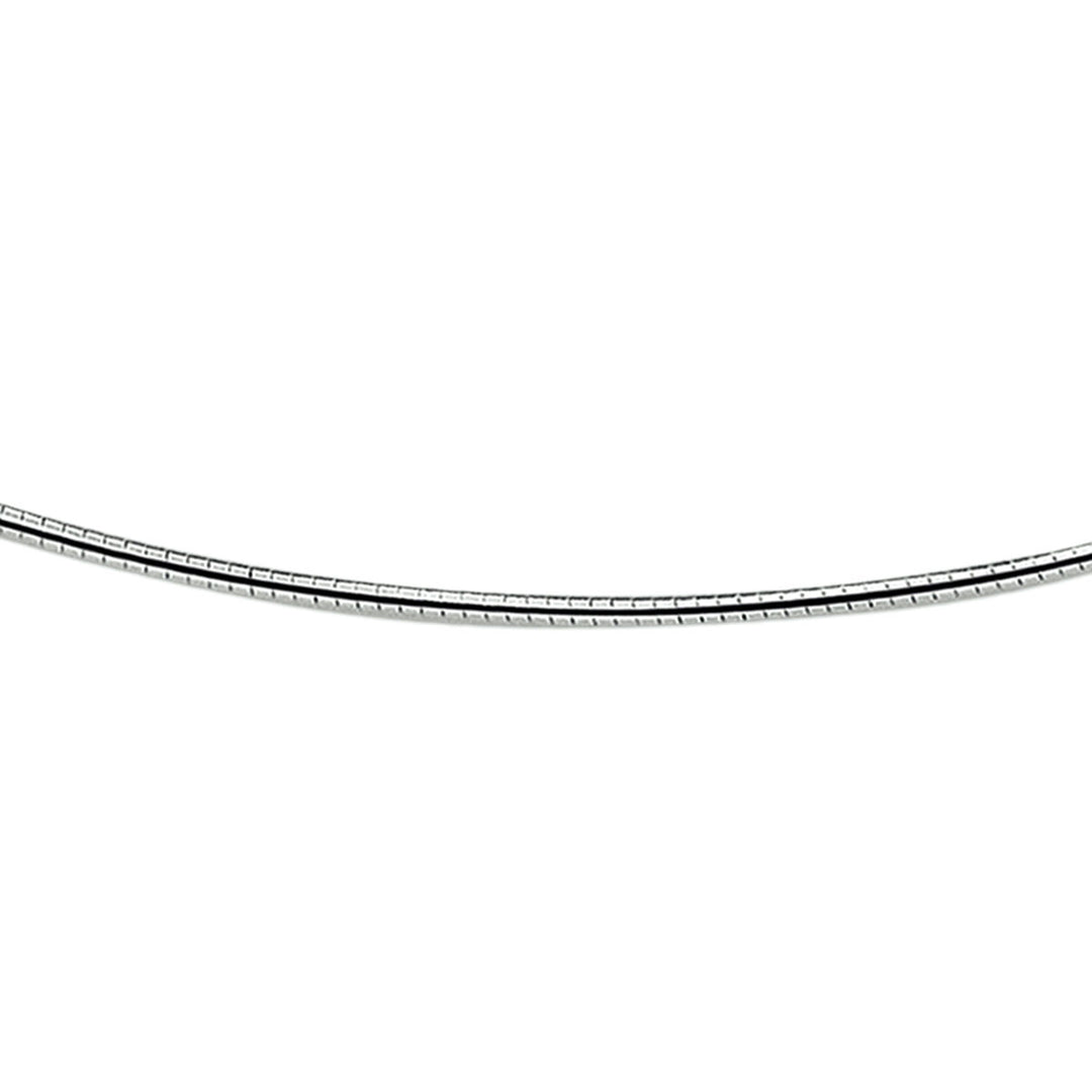 Silver necklace ladies omega round rhodium plated