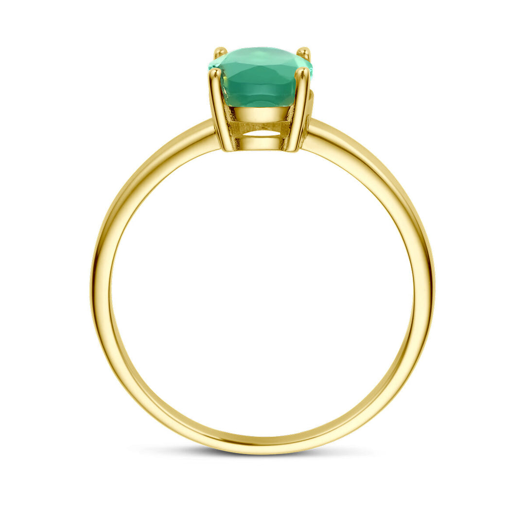 ring green agate 14K yellow gold