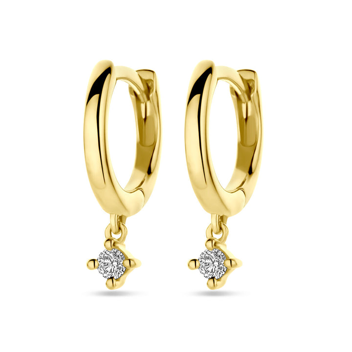 klapoorringen diamant 0.14ct (2x 0.07ct) h si 14K geelgoud