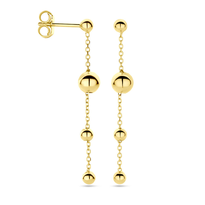 oorhangers bolletjes 36 mm 14K geelgoud