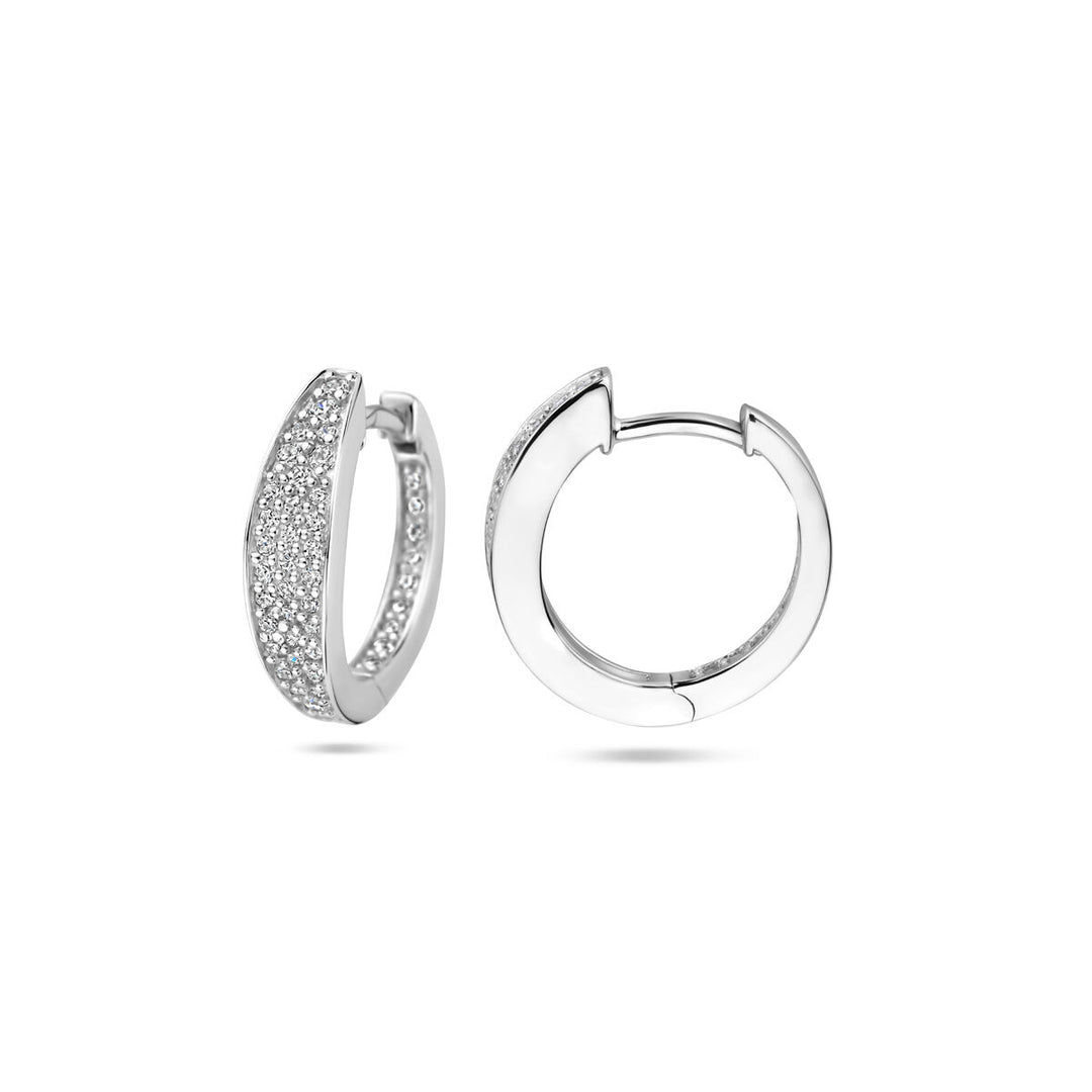 klapoorringen zirkonia 16 mm zilver gerhodineerd