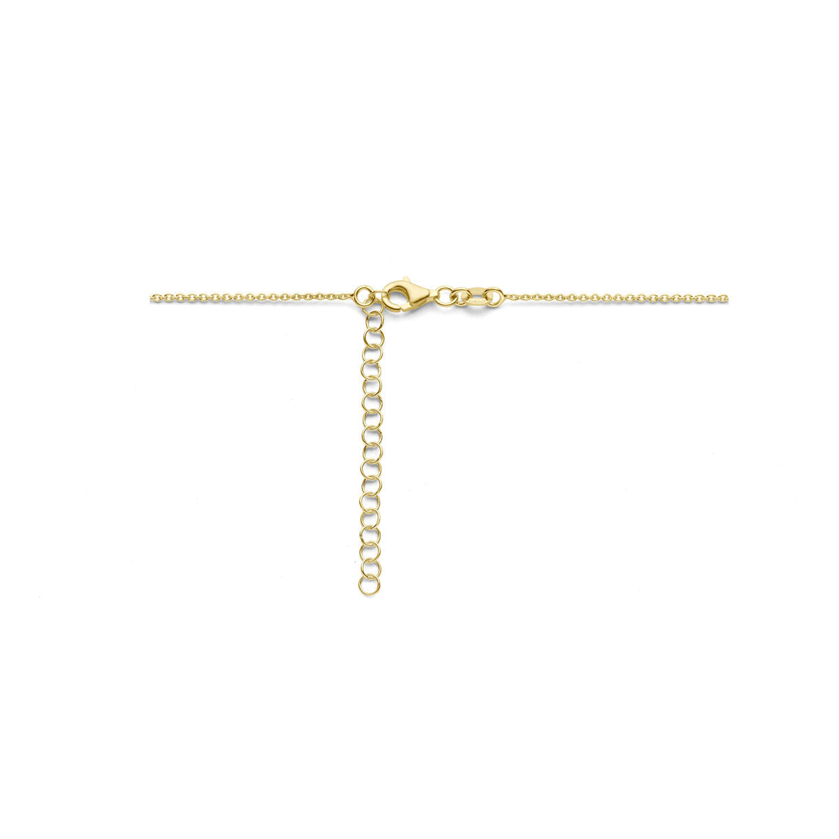 Het Van der Kooij Collectie collier hart 1,5 mm (40+5 cm) in 3 micron geel zilver verguld schittert met een verstelbare verlenger en karabijnsluiting - ideaal als subtiel valentijnscadeau, afgebeeld op een witte achtergrond.