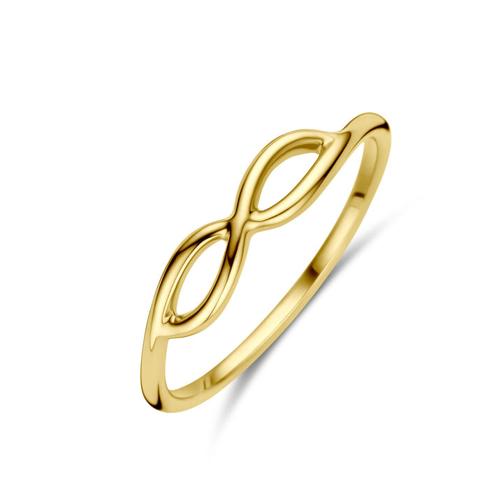 Ring in 14K geelgoud met een infinity-ontwerp en een gladde afwerking.