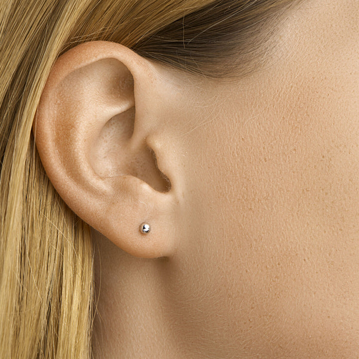 ear studs ball 14K white gold