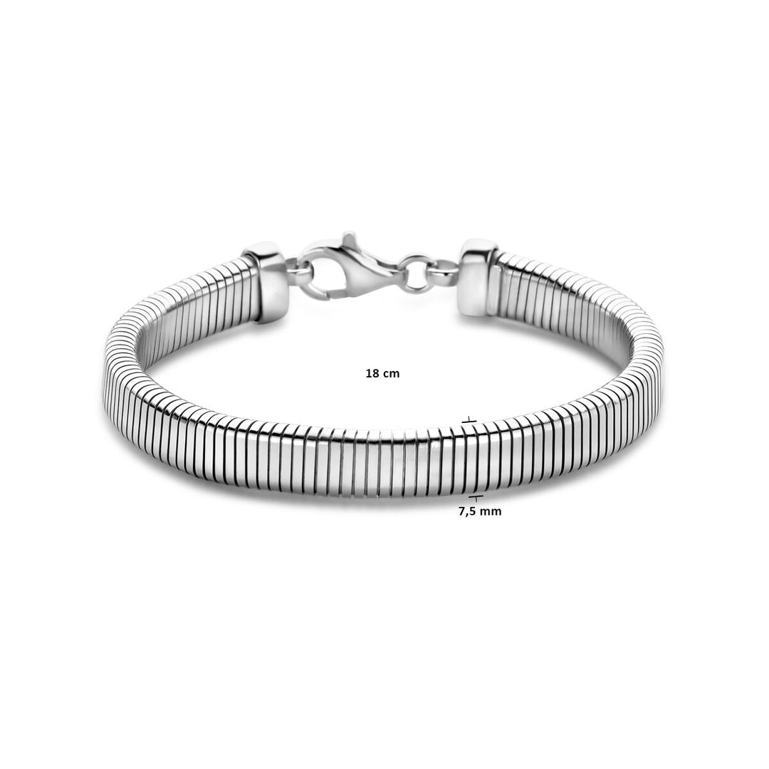 armband tubogas 7,6 mm 18 cm zilver gerhodineerd