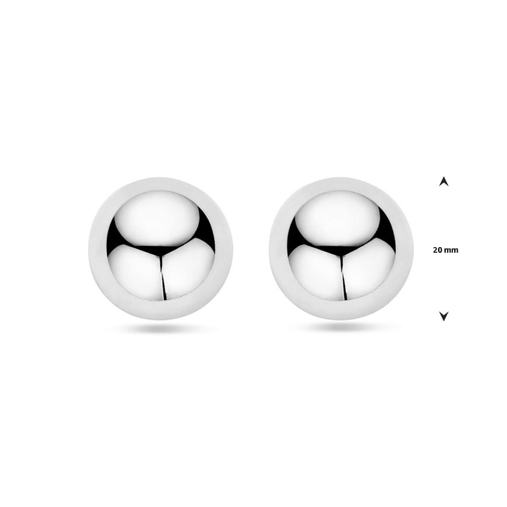 oorknoppen half-bol 20 mm zilver gerhodineerd
