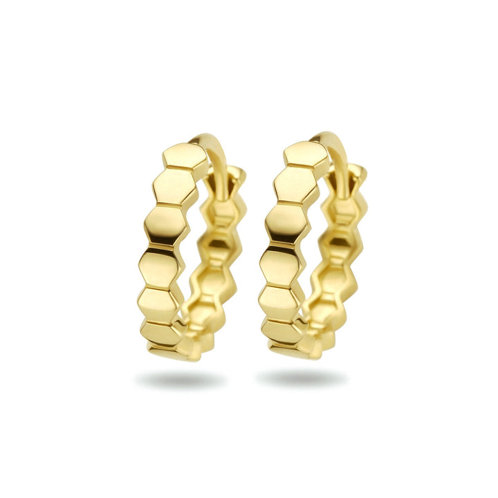 drop earrings hexagon 14K yellow gold