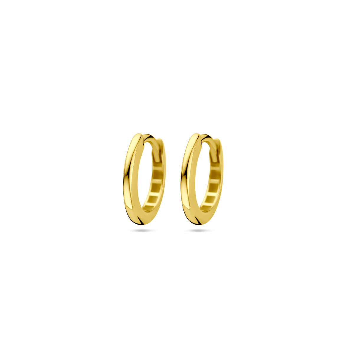 Klapoorringen van 14K geelgoud met een diameter van 12,5 mm en een gladde afwerking.