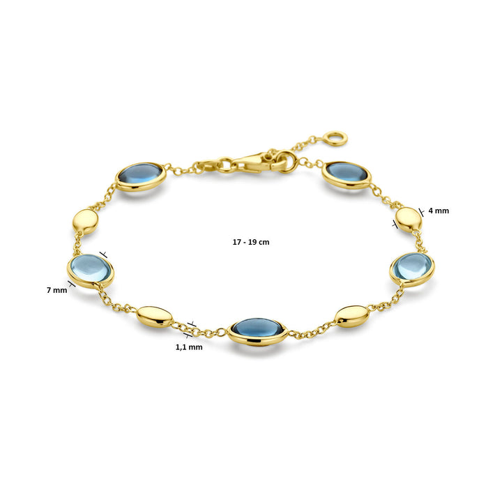 armband london blue en blauw topaas 17 - 19 cm 18K geelgoud