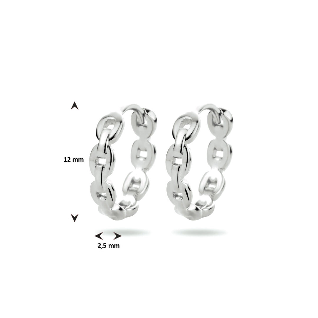 drop earrings link silver rhodium plated